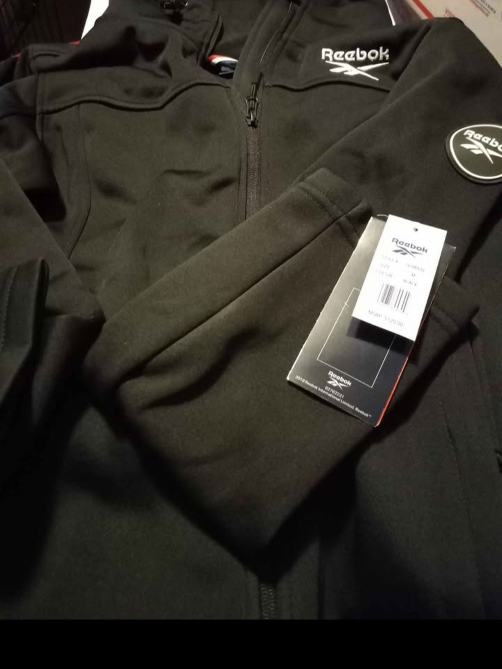 Reebok Men's Black Full-Zip Performance Hoodie with Logo